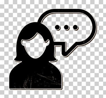 Icono que habla Usuario femenino icono que habla icono de la gente, Icono de niña, Globo de diálogo, Icono de compartir, Chat en línea, Conversación png