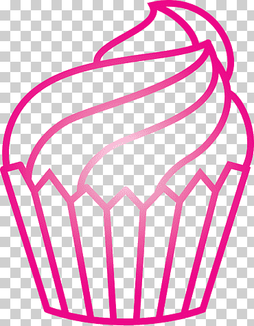 tasse de cuisson rose dessin au trait magenta, mignon petit gâteau, petit gâteau de dessin animé png
